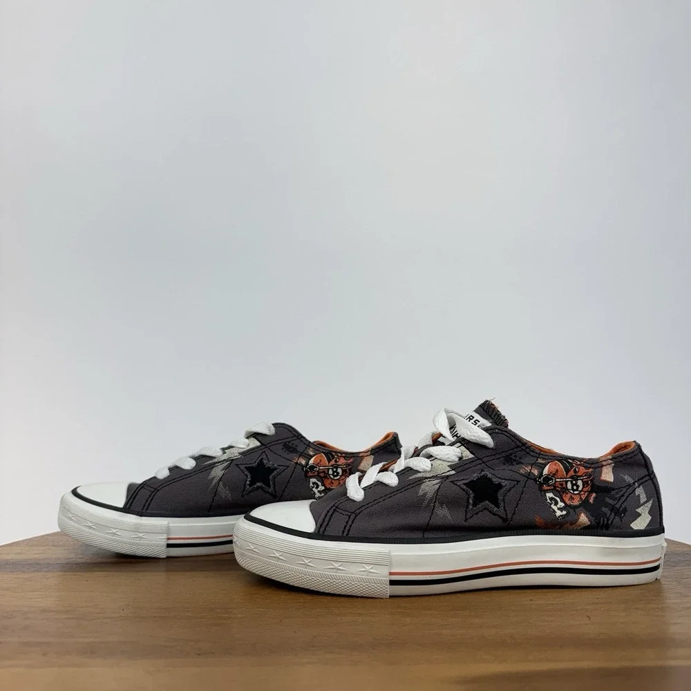 Big‎ Kids Boys Converse Skull Race Graphic Gray Low Casual Sneakers Shoes Size 1